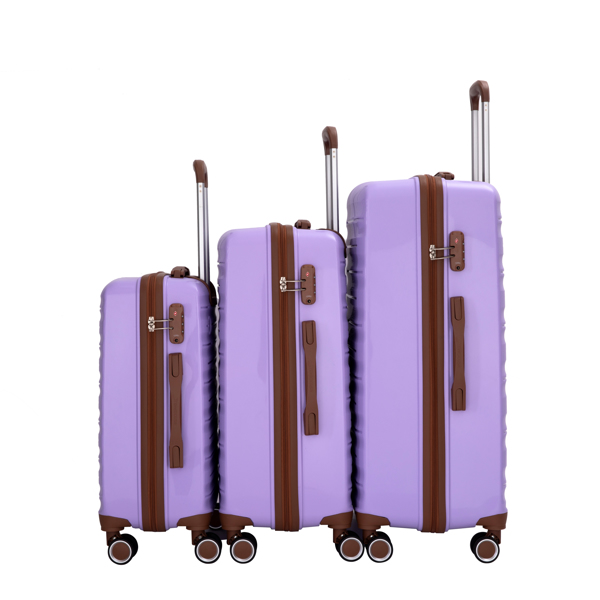 5-Piece Set (20"24"28 +a travel bag and a toiletry bag) ,PP Hardshell Carry on Luggage Set with TSA Lock Carry On Suitcase Luggage  Durable Suitcase  Color PURPLE.