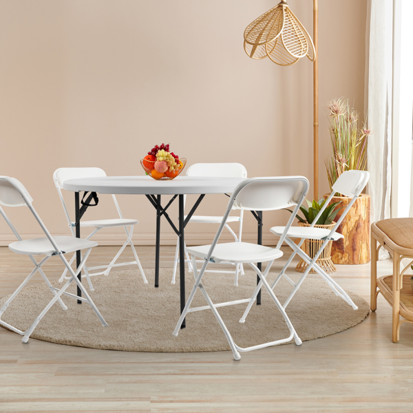 【Replace 94515737】48inch Round Folding Table Outdoor Folding Utility Table White