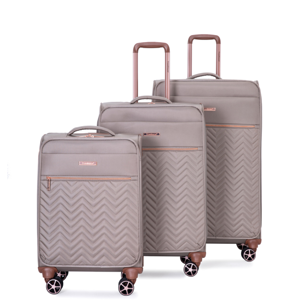 4-Piece Set (16/20/24/28) ,Softshell Suitcase Spinner Wheels Terylene Luggage Sets Carry On Suitcase Luggage Lightweight Durable Suitcase  Khaki