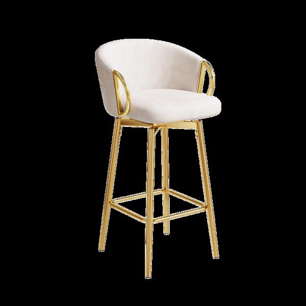 Dining Chairs Set of 2 Modern style 360°Swivel Bar Chairs with simple design, comfortable high stools, and flexible dining chairs suitable for bars, restaurants,Velvet Bar Chair Beige