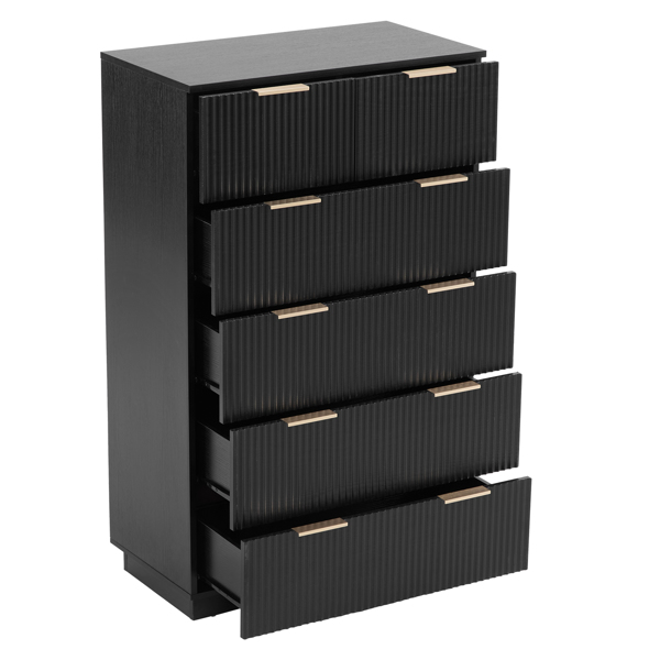 FCH Black P2 Particle Board and Density Board 7241117cm Wavy Pattern Drawer Front Five-Level Six-Drawer Cabinet