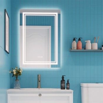 LED Bathroom Mirror with Lights 32\\"x 24\\" Wall Vanity LED Mirror Stepless Dimmable, Double Front and Backlight, Anti-Fog, Memory Smart Mirror for Bathroom[Unable to ship on weekends, please note that]