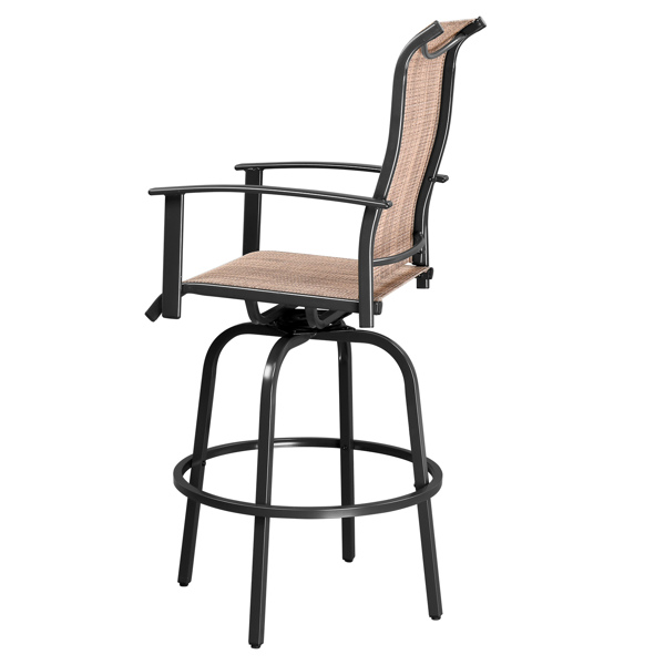 2pcs Wrought Iron Swivel Bar Chair Patio Swivel Bar Stools Black