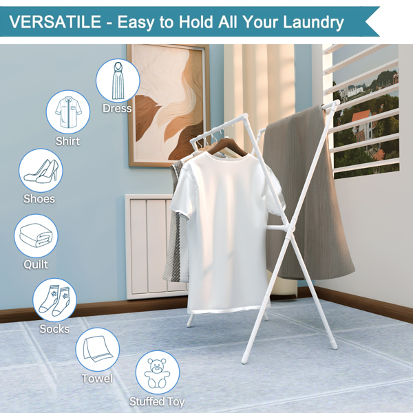 1pc, Portable clothes hanger, laundry drying rack, foldable and adjustable length, saving space indoor and outdoor clothes drying rack