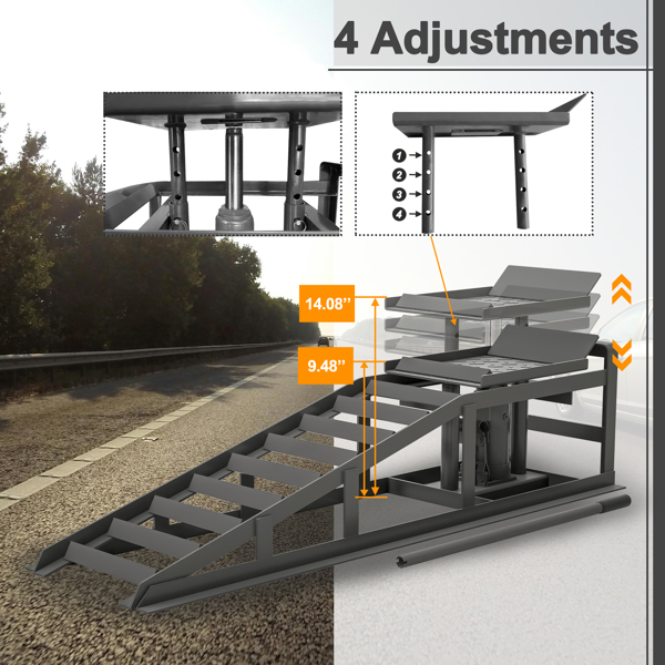 2 Pack Hydraulic Car Ramps 5T 11000lbs Low Profile Car Lift Service Ramps Truck Trailer Garage,Height Hydraulic Vehicle Ramps (Gray)