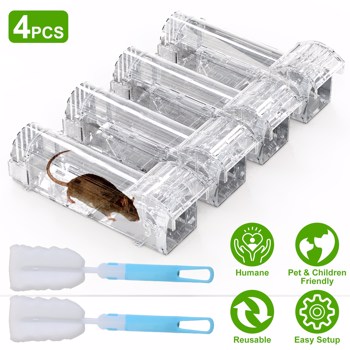 4Pcs Humane Live Mouse Trap Reusable Rat Rodent Trap Catch Release Cage Safe for Family Children Pets Easy Setup