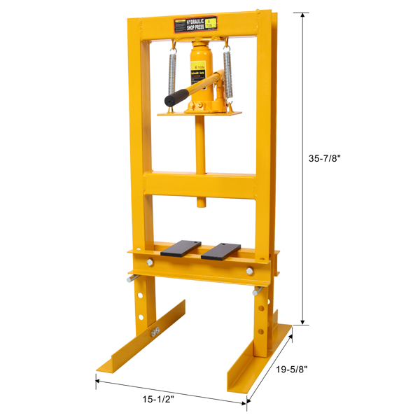 6 Ton Hydraulic Press, Benchtop Hydraulic Shop Press, H-Frame Garage Floor Press with Press Plates, Adjustable Working Table Height,Yellow