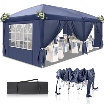 3 x 6m Four Windows Practical Waterproof Folding Tent Blue