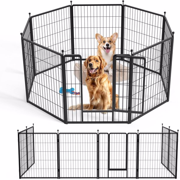 Dog Playpen 32 Inch 8 Panles, Ideal Dog Fence for Small/Medium Dogs Indoor & Outdoor Bliss, Perfect Dog Pen for Camping, Yard, RV, Garden Fence, Black