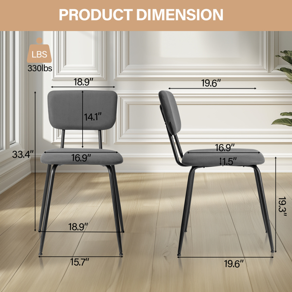 Set of 4 Modern Padded Dining Chairs for Kitchen Bar Office Chair, Grey