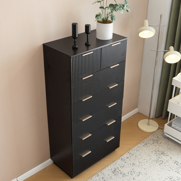 FCH Black P2 Particle Board and Density Board 7241141cm Wavy Pattern Drawer Front Six-Level Seven-Drawer Cabinet