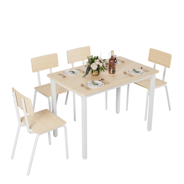 5-Piece Dining Table Set with 4 Chairs, 43" Kitchen Table & Chairs Set for 4, Dining Room Table with Metal Frame & MDF Board, Perfect for Small Space, Easy Clean