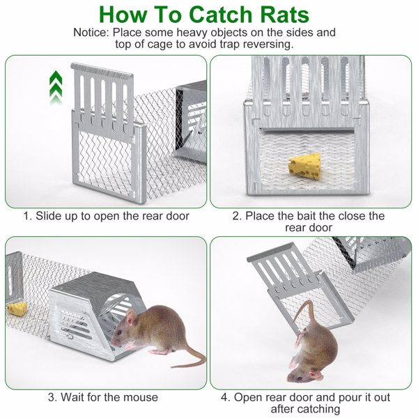 2Pcs Humane Mouse Trap Cage No Assembly Need Automatic Continuous Rat Trap with Single Way Door Reusable Catch And Release Live Cage Trap for Rodents Moles Voles Mice