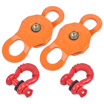 2Pcs Pack Snatch Block Towing Pulley w/ Shackle Heavy Duty Offroad Recovery Winch