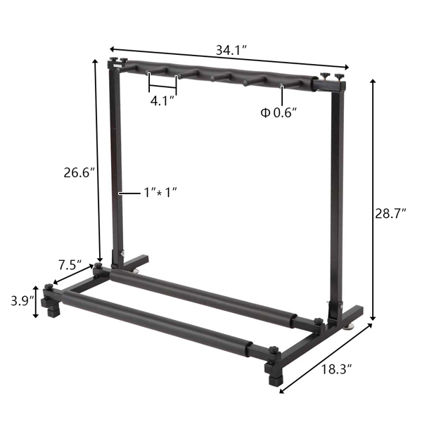 Triple Folding Multiple Guitar Holder Rack Stand Black