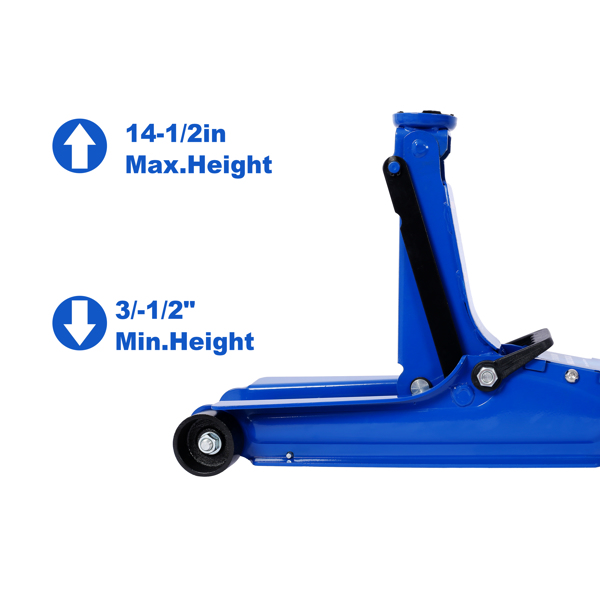 2.5 Ton Low Profile, Heavy-Duty Steel Racing Floor Jack with Single Piston Lift Pump, Lifting Range 3.5"-14.50"