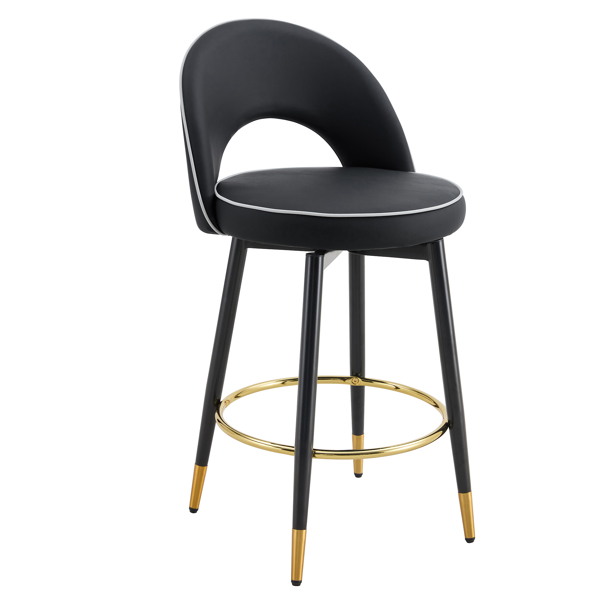 360 ° rotatable bar chair.Modern PU comfortable upholstered bar chair with smooth and beautiful metal legs for dining room, kitchen, terrace and guest office chair .