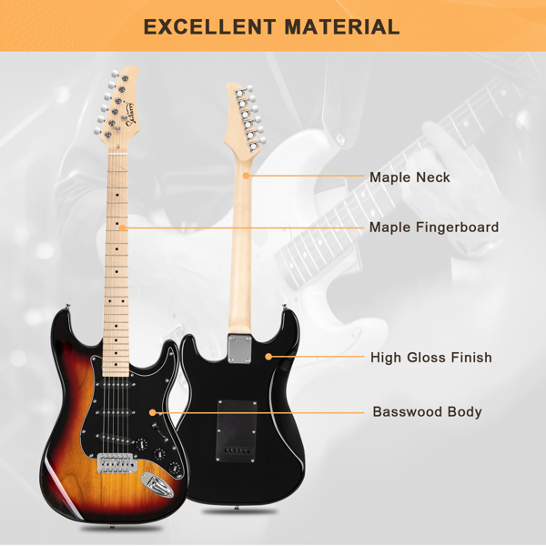 GST Stylish Electric Guitar Kit with Black Pickguard Sunset Color