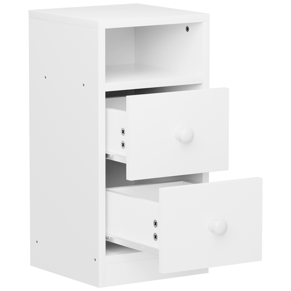 Night Stand with Two Drawer White