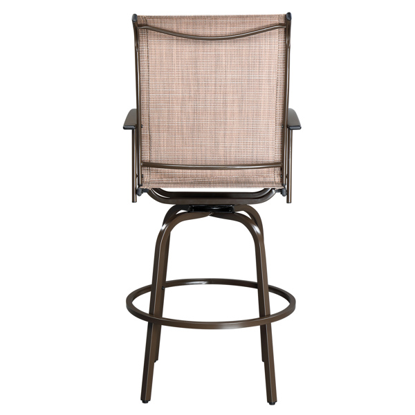 2pcs Wrought Iron Swivel Bar Chair Patio Swivel Bar Stools Brown