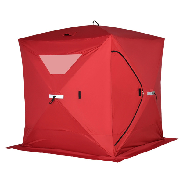 2-4  Person Pop-up Ice Fishing Tent,Red Ice Shanty  80.75" L x 70.75" W x 70.75"