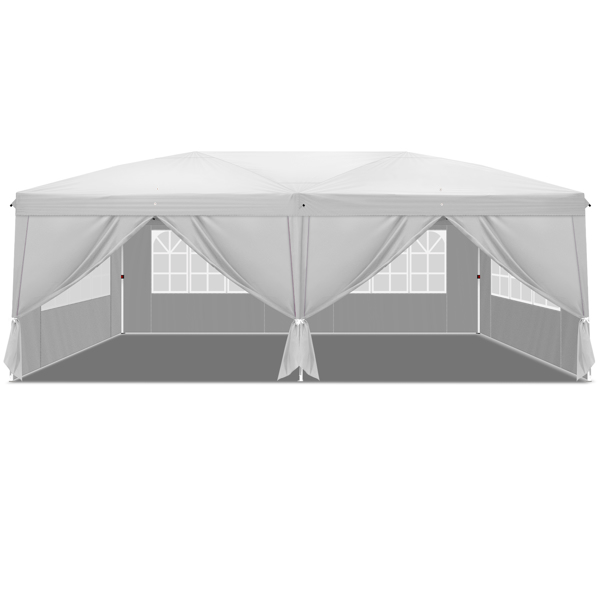 3 x 6m Four Windows Practical Waterproof Folding Tent White