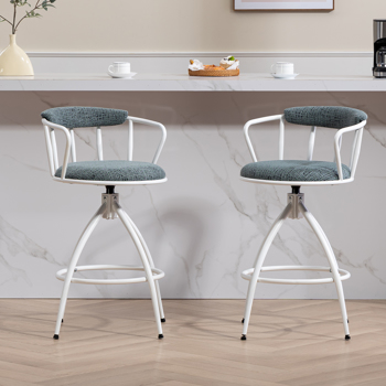 26\\'\\' Swivel Counter Height Bar Stool, Set of 2- Fabric Seat with Metal Frame, Modern Industrial Design Bar Chairs for Kitchen Island, Dining Room, Home Bar, Counter Seat (BLUE)