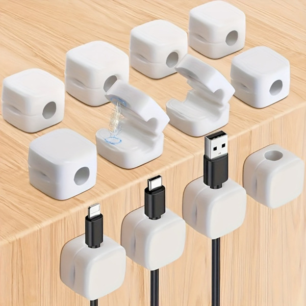 12 Pack Magnetic Cable Clips [Cable Smooth Adjustable] Cord Holder, Under Desk Cable Management, Adhesive Wire Holder Keeper Organizer for Home Office Desk Phone Car Wall Desktop Nightstand