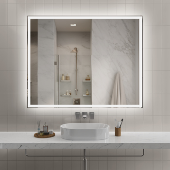 60\\"x48\\" Modern LED Smart Mirror with Hiden Light Bathroom Mirror, Front Lit & Back Lit With 3 Color Adjustable, Memory Function, Anti-Fog, Time Mode Control[Unable to ship on weekends]