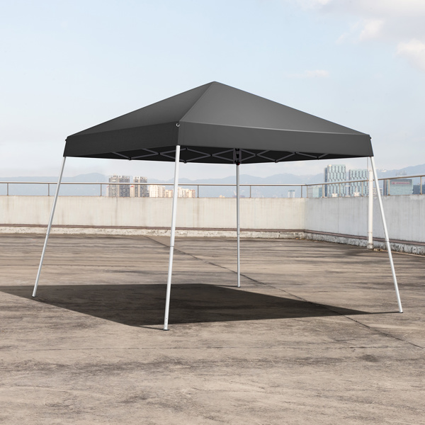 8x8ft Pop Up Canopy Tent, Outdoor Tent Canopy Foldable Portable Canopies for Camping, Patio, Easy Up Gazebo Canopy with Carry Bag Slant Legs, Dark Grey