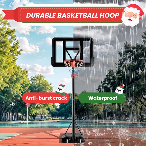 Basketball Hoop Outdoor Portable Goals Court System 4.2-10Ft Adjustable Height, 44 Inch Shatterproof Backboard & Enlarged Base, Gifts for Kids/Youth/Adults in Backyard/Driveway/Indoor