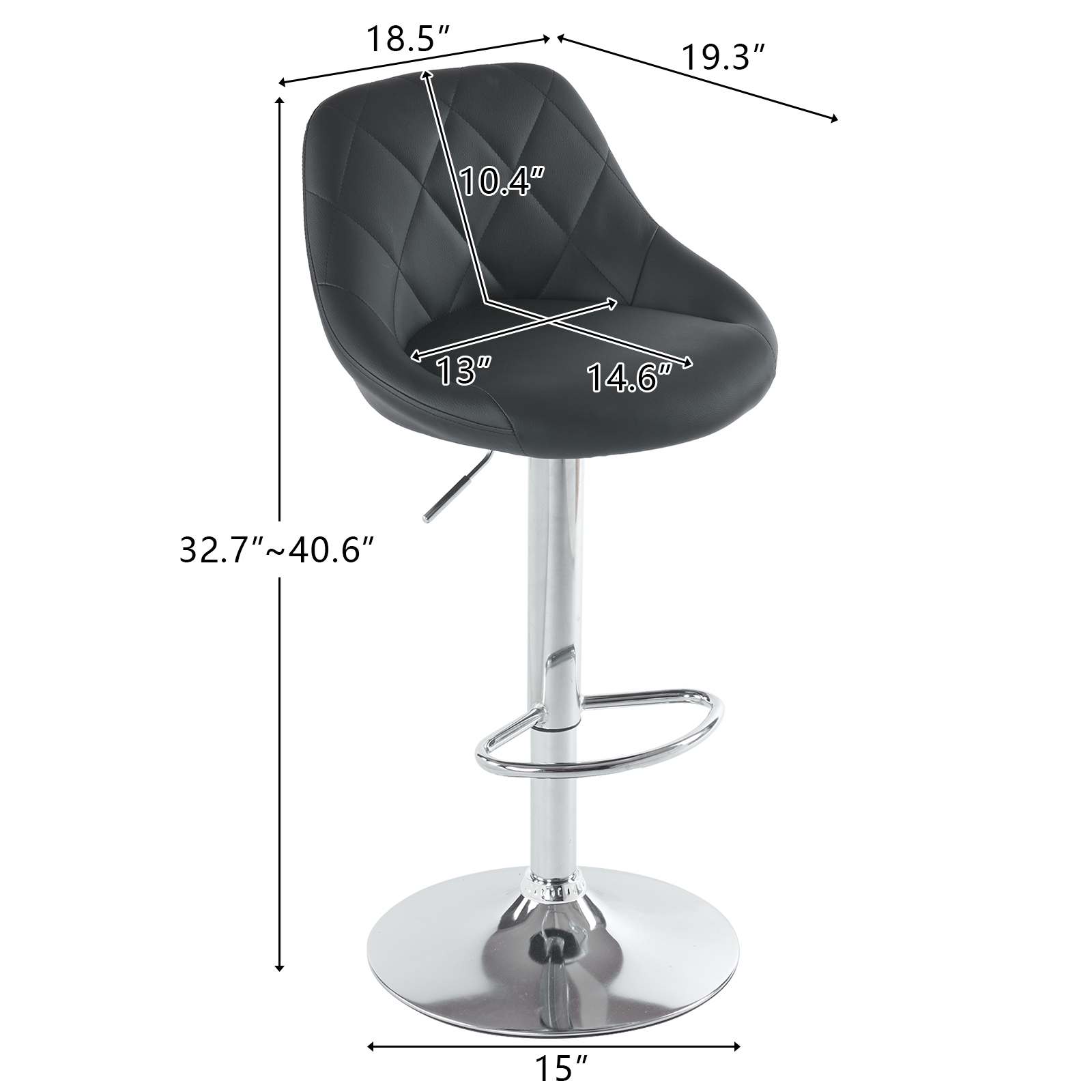 Set Of 2 Pu Leather Swivel Bar Stools With Backrest For Kitchen_voghion.com