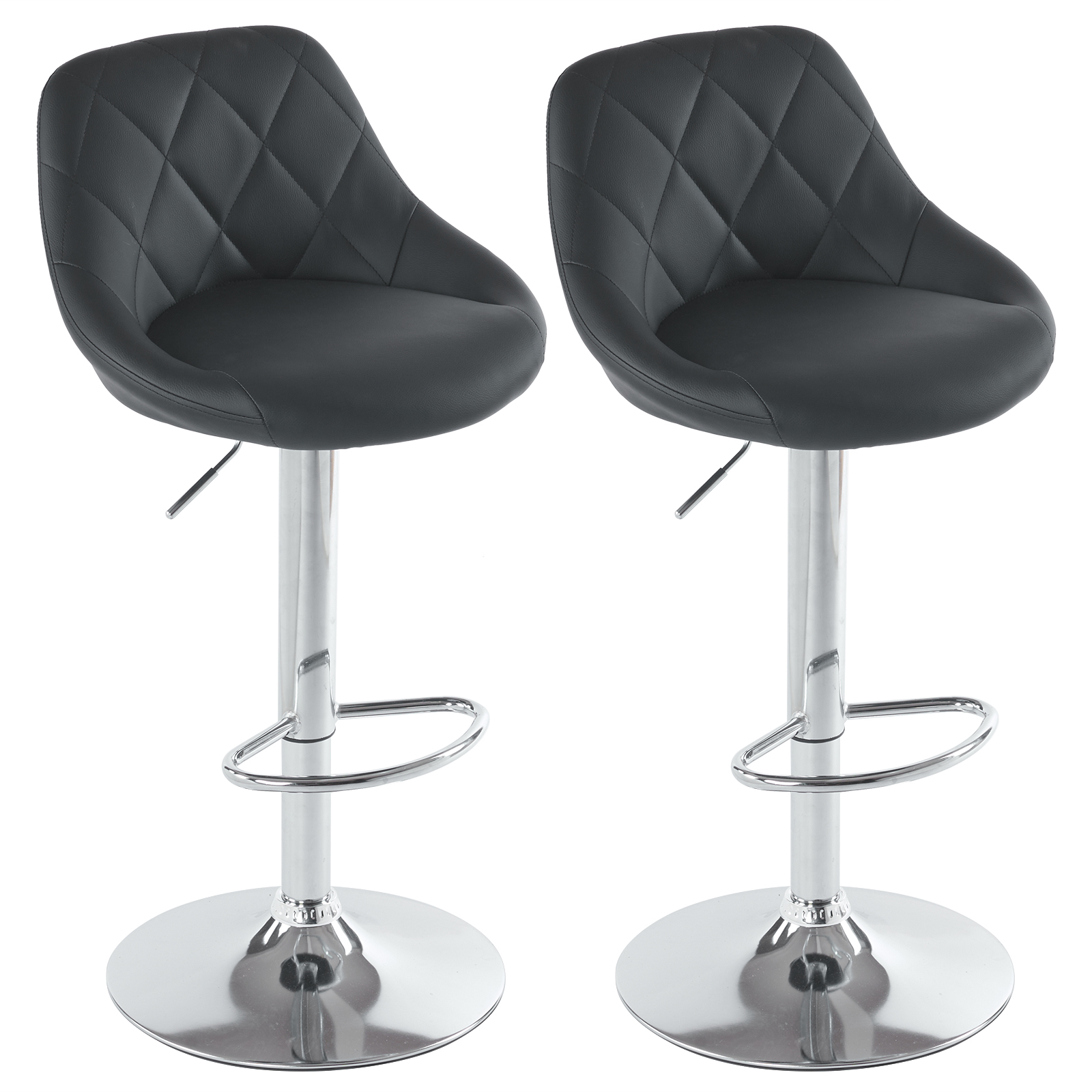 Set Of 2 Pu Leather Swivel Bar Stools With Backrest For Kitchen_voghion.com