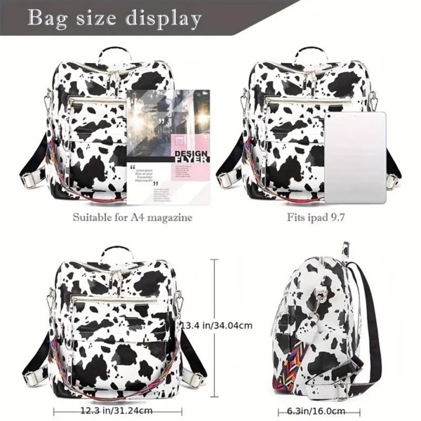 PU women's shoulder bag, stylish multi-functional backpack with zipper opening and closing, suitable for travel