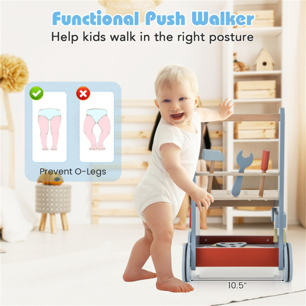  Wooden Baby Walker with Multi-Activity Center