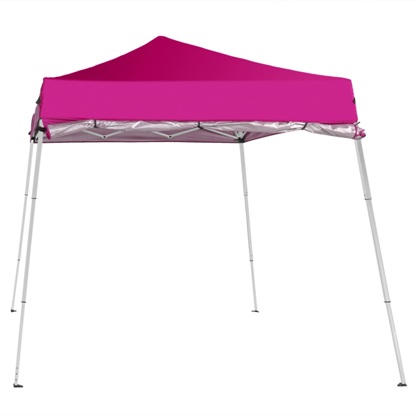 6x6ft Pop Up Canopy Tent, Outdoor Tent Canopy Foldable Portable Canopies for Camping, Patio, Easy Up Gazebo Canopy with Carry Bag Slant Legs，pink