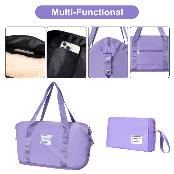 5-Piece Set (20"24"28 +a travel bag and a toiletry bag) ,PP Hardshell Carry on Luggage Set with TSA Lock Carry On Suitcase Luggage  Durable Suitcase  Color PURPLE.