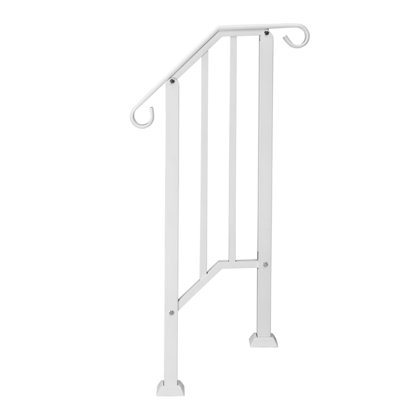 Handrails for Outdoor Steps, Iron Handrail Fits 1 Step, Transitional Handrail with Installation Kit, White（same as 20776451）