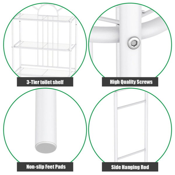 White Bathroom Towel Storage Rack with 3 Shelves