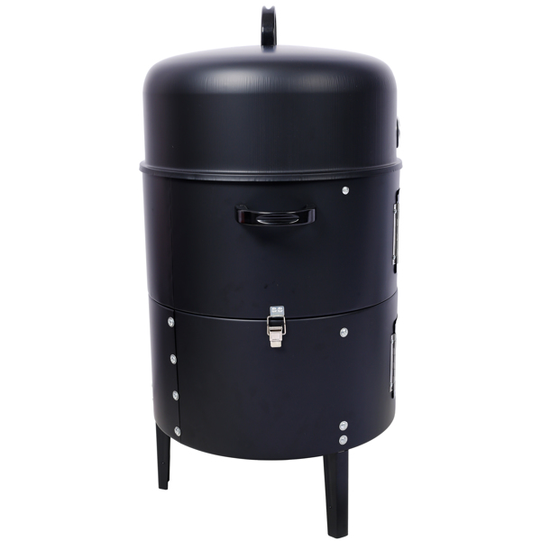 17 Inch Steel Charcoal Smoker, Heavy Duty Round BBQ Grill for Outdoor Cooking, Black