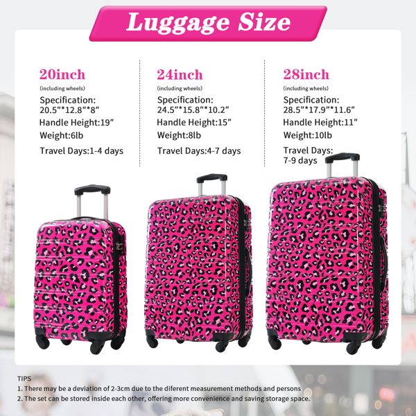 Hardshell Luggage Sets 3 pcs Spinner Suitcase with TSA Lock Lightweight-20"+24"+28" Luggages