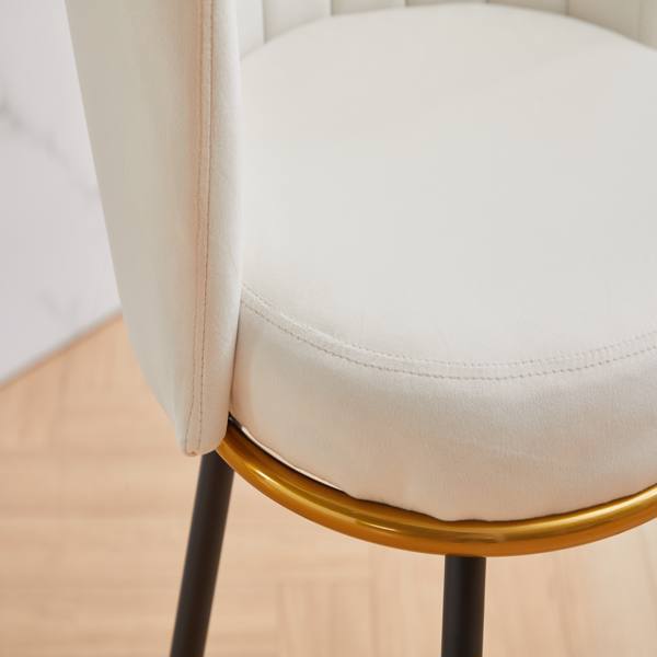 Counter Height Bar Stools Set of 2, 360° Swivel Upholstered Barstools with Backs and Metal Legs, 26