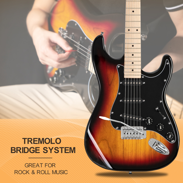GST Stylish Electric Guitar Kit with Black Pickguard Sunset Color
