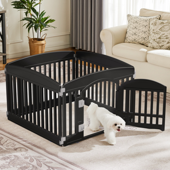 Dog Playpen Adjustable Folding Portable Pet Fence for Small to Medium Dogs Indoor Outdoor Use,4-Panel,black