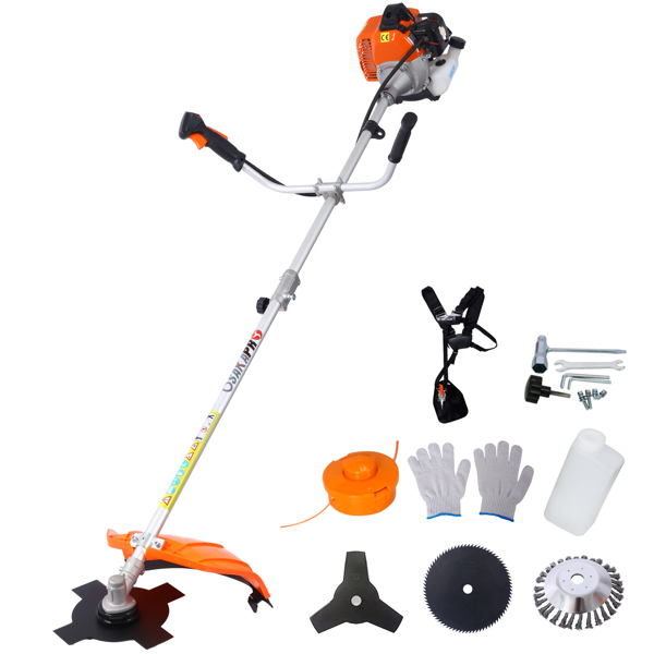 52cc Weed Wacker Gas Powered,6 in 1 Multifunction, String Trimmer, 8 inch Weed Wacker Attachments Heads,10" Metal 3/4/80T Blade,Rubber Handle , Shoulder & Strap Included, EPA Compliant