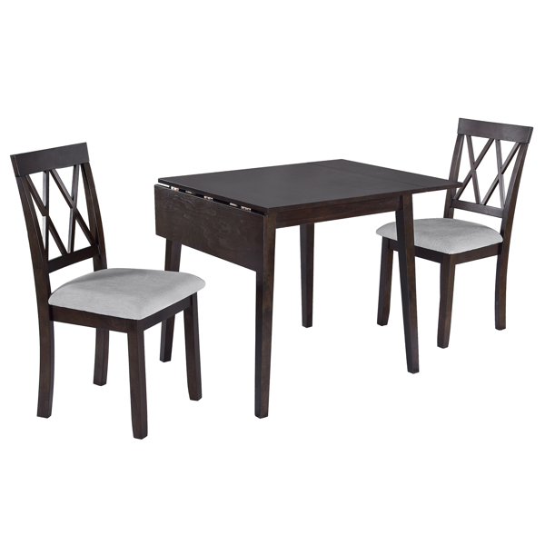 5 Piece Kitchen Dining Set with Drop Leaf Dining Table and 4 Dining Upholstered Chairs, Dining Room Set for Small Places, Espresso