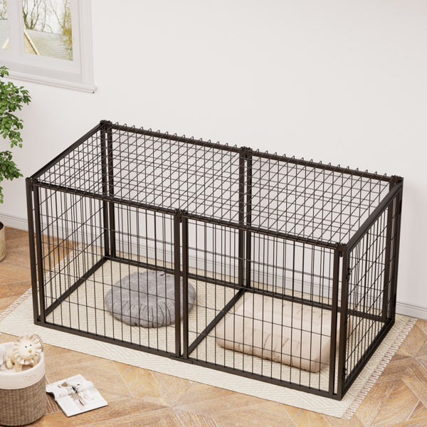 Dog Crate 63" Dog Kennel for Small Medium Dogs, Puppy Dog Playpen with Top, Pet Cage, Indoor, Black.63"L x 29.9"W x 31.9"H.