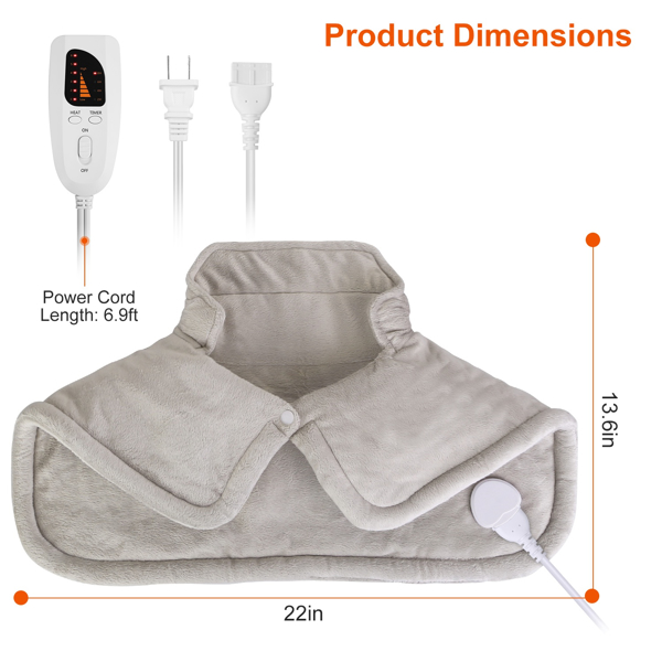 22.4x16.3in Large Weighted Heating Pad for Neck and Shoulders Electric Fast Heating Mat Neck Wrap Cushion Pain Relief with 6 Temperature Settings 4 Timer Modes Machine Washable