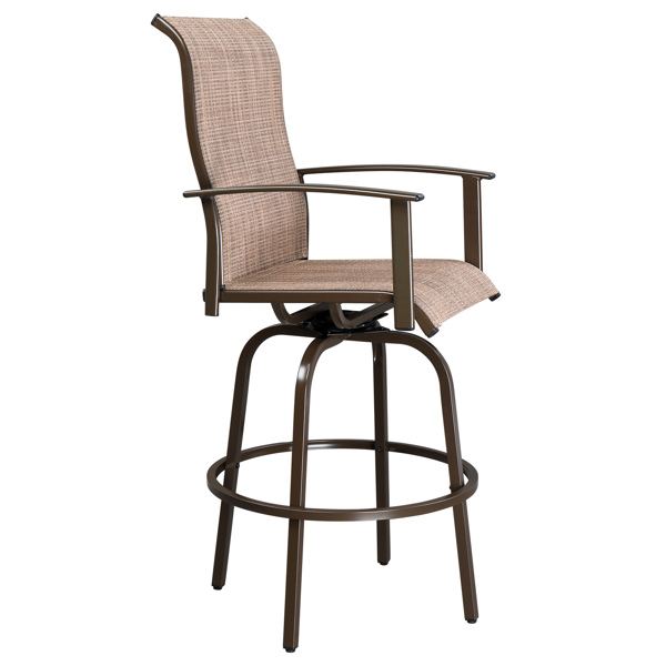 2pcs Wrought Iron Swivel Bar Chair Patio Swivel Bar Stools Brown