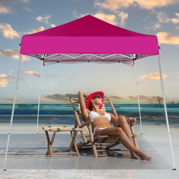 6x6ft Pop Up Canopy Tent, Outdoor Tent Canopy Foldable Portable Canopies for Camping, Patio, Easy Up Gazebo Canopy with Carry Bag Slant Legs，pink